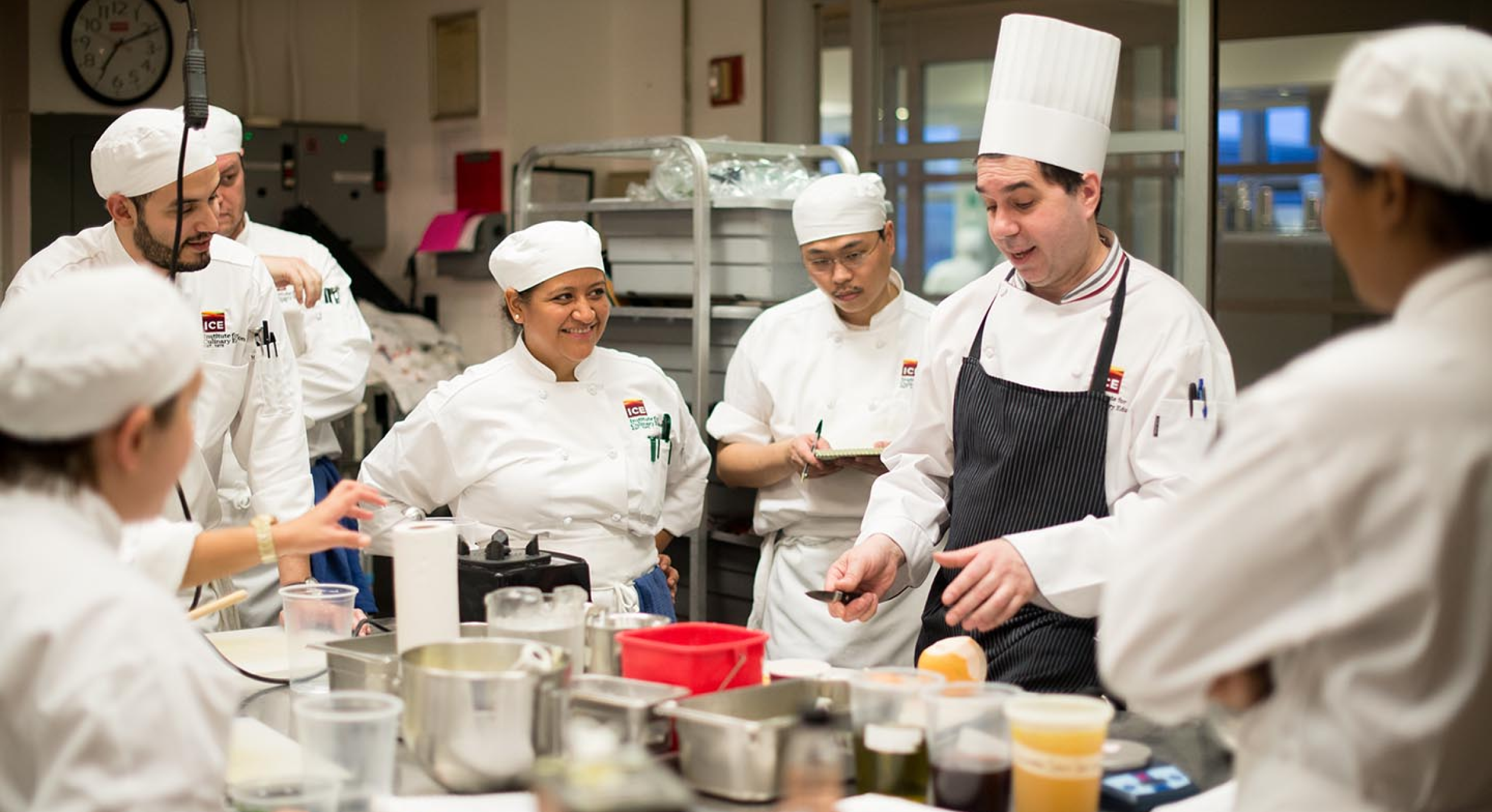 Image of culinary students in training. 