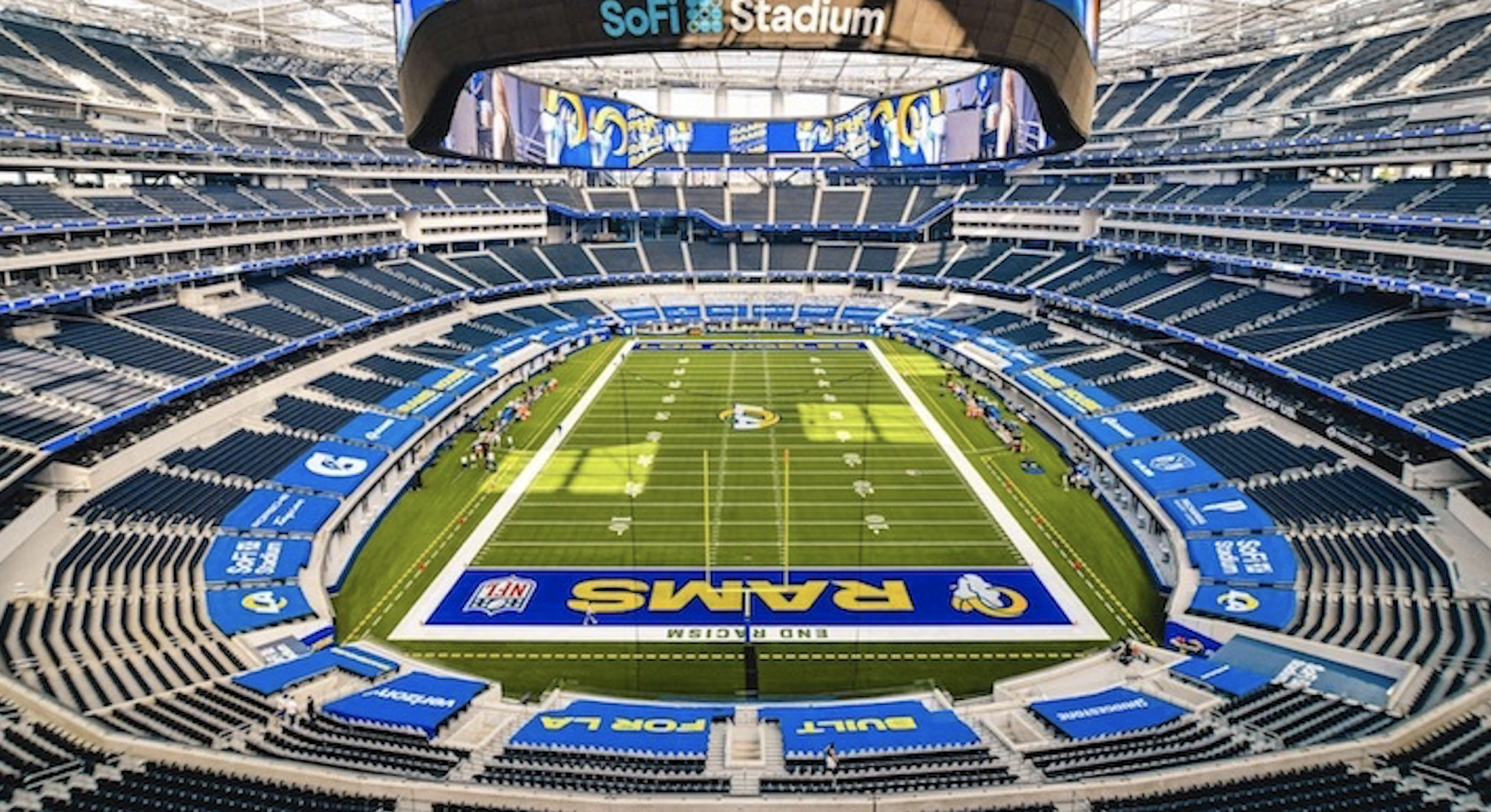 Image of the Los Angeles Rams football stadium.